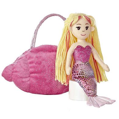 Aurora Small Pink Sea Sparkles 9" Mermaid Conch Enchanting Stuffed Doll