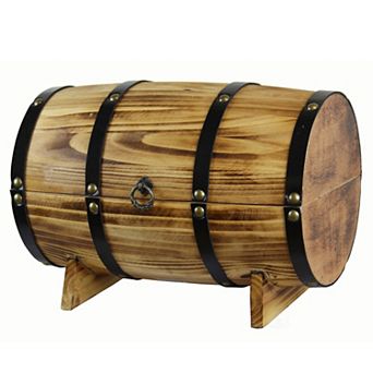Wooden Barrel Treasure Old-Fashioned Chest