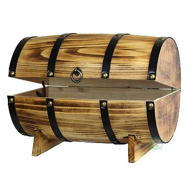 Wooden Barrel Treasure Old-Fashioned Chest
