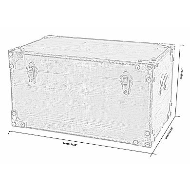 Distressed Wooden Vintage Industrial Style Decorative Trunk with Lockable Latch