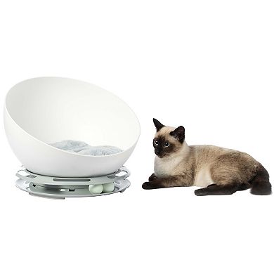 Plastic Bowl Shaped Sleeping Bed House Cat Cave Lounge with Ball Toy