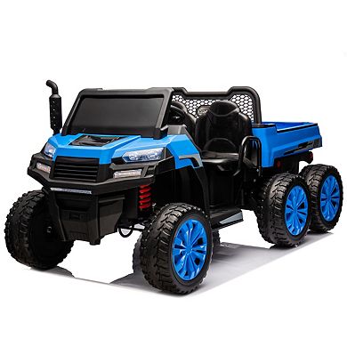 24v 2-seater Utv-xxl Ride On Truck With Dump Bed For Kid, Ride On 4wd Utv With 6 Wheels, Foam