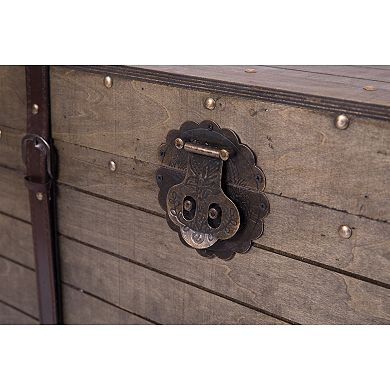 Old Fashioned Natural Wood Storage Trunk and Coffee Table