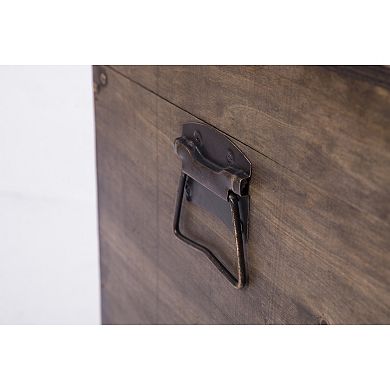 Old Fashioned Natural Wood Storage Trunk and Coffee Table