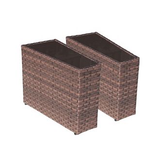 2 pc Outdoor Patio Rattan Wicker Side tables