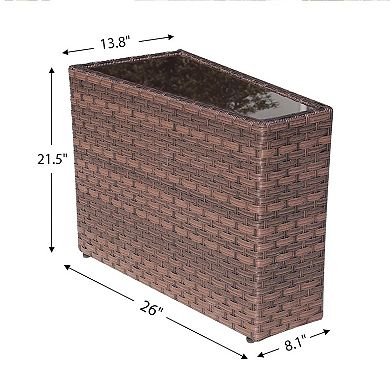 2 Pieces Outdoor Patio Rattan Wicker Side tables