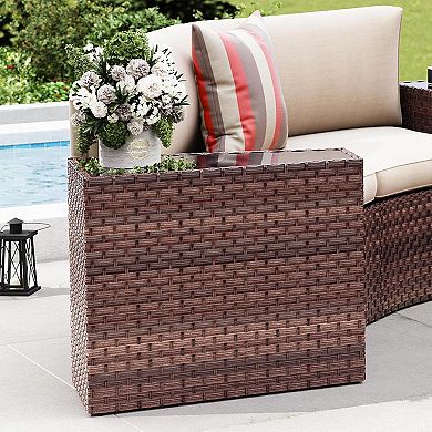 2 Pieces Outdoor Patio Rattan Wicker Side tables