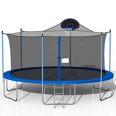 16ft Trampoline With Basketball Hoop & Safety Enclosure