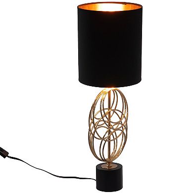 Designer table lamp, Decorative Metal Table Lamp with Gold Circular Stand and Black Cotton Lampshade