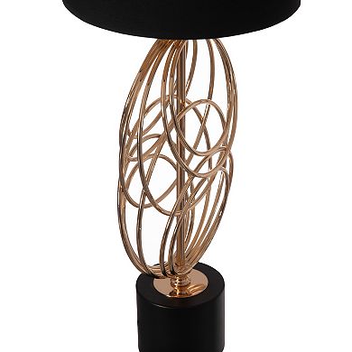 Designer table lamp, Decorative Metal Table Lamp with Gold Circular Stand and Black Cotton Lampshade