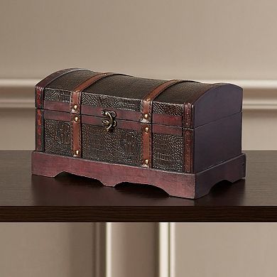 Leather Wooden Old-Fashioned Chest