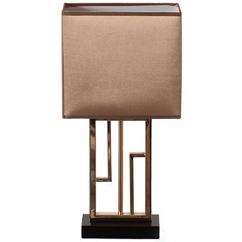 Designer table lamp, Decorative Metal Table Lamp with Gold Modern Stand and Brown Silk Lampshade