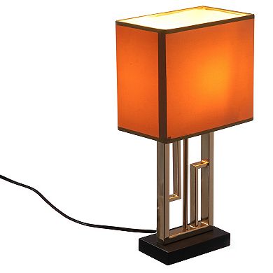 Designer table lamp, Decorative Metal Table Lamp with Gold Modern Stand and Brown Silk Lampshade