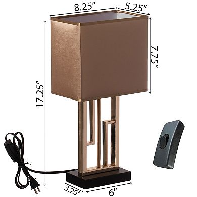 Designer table lamp, Decorative Metal Table Lamp with Gold Modern Stand and Brown Silk Lampshade