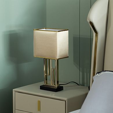 Designer table lamp, Decorative Metal Table Lamp with Gold Modern Stand and Brown Silk Lampshade