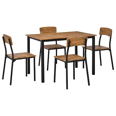 5-piece Industrial Dining Set For Small Spaces