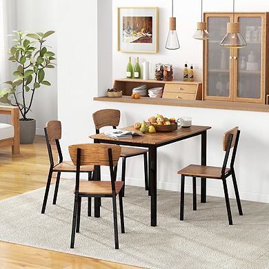 5-piece Industrial Dining Set For Small Spaces