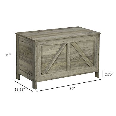 30" Farmhouse Storage Chest, Lift Top Box Organizer With Safety Hinge To Open Up 150° For Bed