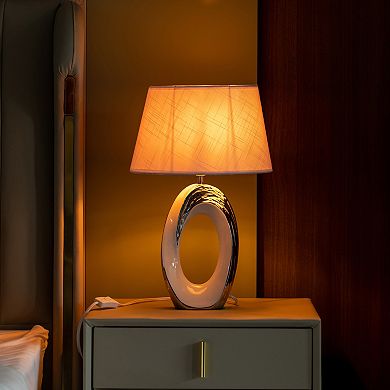 Designer table lamps, Decorative Ceramic Table Lamp, with Silver and White Oval Stand