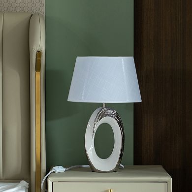 Designer table lamps, Decorative Ceramic Table Lamp, with Silver and White Oval Stand