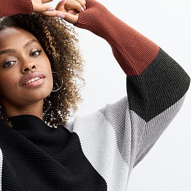 Plus Size Chelsea & Theodore Long Sleeve Boat Neck Sweater