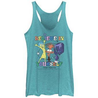 Disney / Pixar's Inside Out 2 Believe In Yourself Think Positive Juniors' Graphic Racerback Tank Top