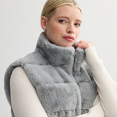 Plus Size Catherine Malandrino Sleeveless Faux Fur Vest