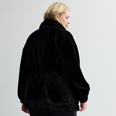 Plus Size Catherine Malandrino Long Sleeve Faux Fur Jacket