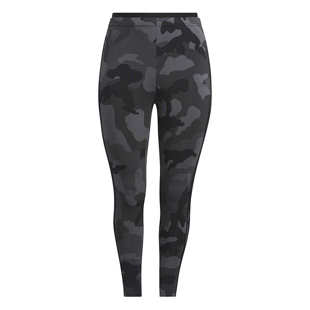 Plus Size adidas Essentials 3 Stripes Camo Print Training Leggings