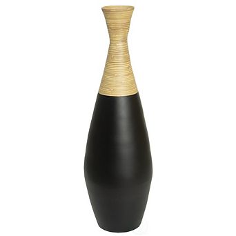 Spun Bamboo Tall Trumpet Floor Vase