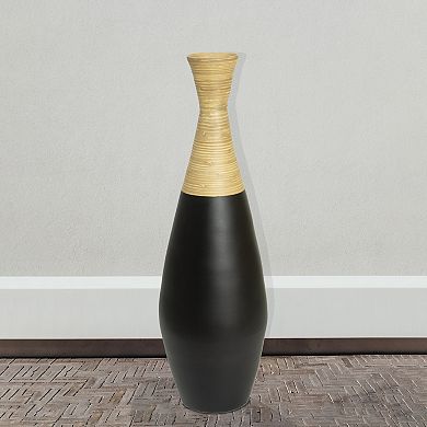 Spun Bamboo Tall Trumpet Floor Vase