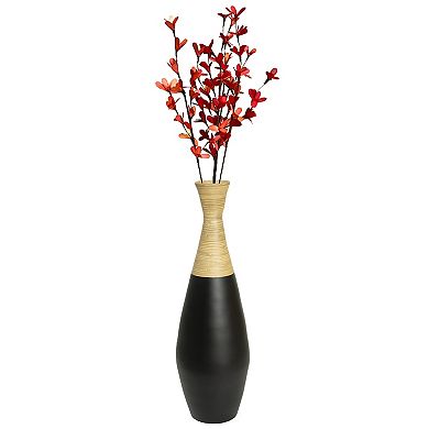 Spun Bamboo Tall Trumpet Floor Vase