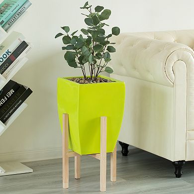 Indoor Decorative Square Planter With Wooden Stand