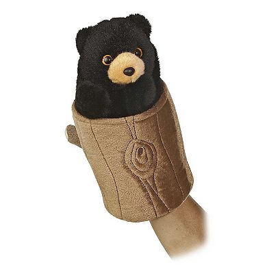 Aurora Medium Black Hand Puppet 10" Black Bear Pop Up Puppet Interactive Stuffed Animal