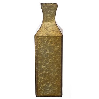 Decorative Antique Style Metal Bottle Shape Floor Vase for Entryway, Living Room or Dining Room
