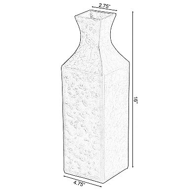 Decorative Antique Style Metal Bottle Shape Floor Vase for Entryway, Living Room or Dining Room