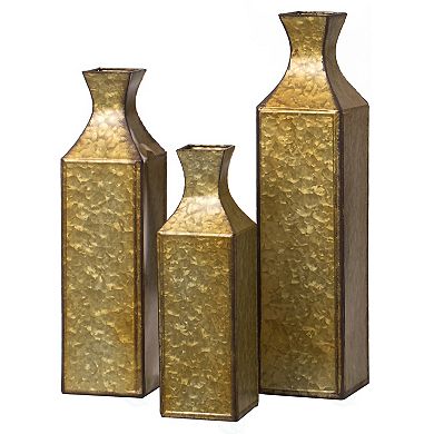 Decorative Antique Style Metal Bottle Shape Floor Vase for Entryway, Living Room or Dining Room