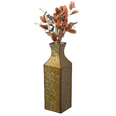 Decorative Antique Style Metal Bottle Shape Floor Vase for Entryway, Living Room or Dining Room