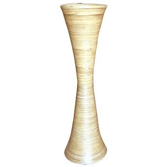 Decorative Modern Bamboo Display Floor Vase Hourglass Shape, Natural