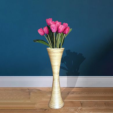 Decorative Modern Bamboo Display Floor Vase Hourglass Shape, Natural