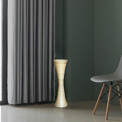 Decorative Modern Bamboo Display Floor Vase Hourglass Shape, Natural