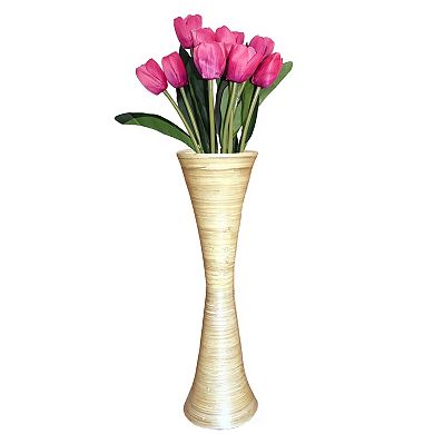 Decorative Modern Bamboo Display Floor Vase Hourglass Shape, Natural