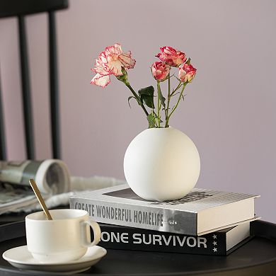 Uniquewise 4-In Round White Ceramic Table Vase