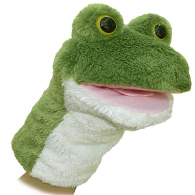 Aurora Medium Green Hand Puppet 10" Frog Interactive Stuffed Animal