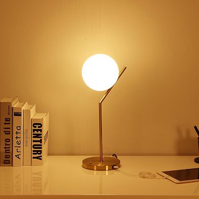 Ozarke Touch Glow Lamp with LED Light and Gold Iron Base