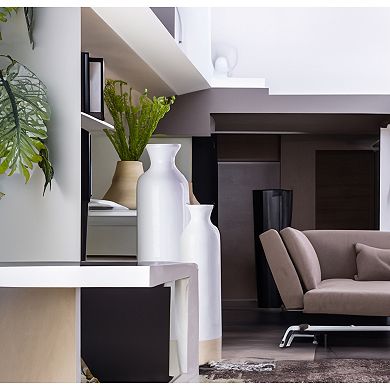 Cylinder Shaped Tall Spun Bamboo Floor Vase, embellished with a Glossy Lacquer