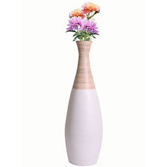 Spun Bamboo Tall Trumpet Floor Vase