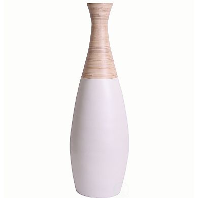 Spun Bamboo Tall Trumpet Floor Vase