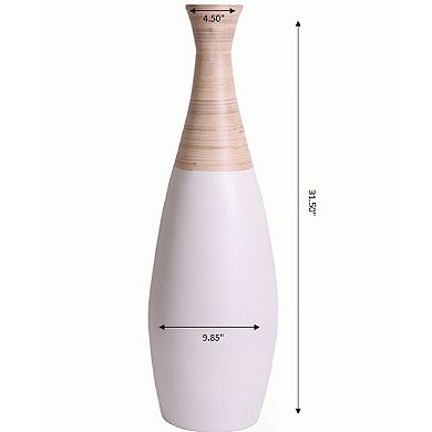 Spun Bamboo Tall Trumpet Floor Vase