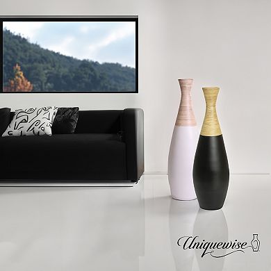 Spun Bamboo Tall Trumpet Floor Vase